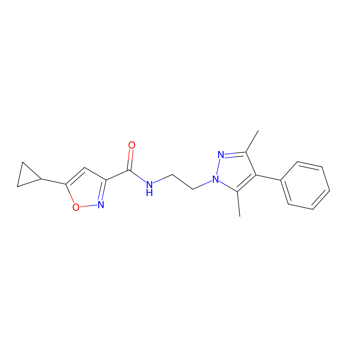 5-cyclopropyl-N-(2-(3,5-dimethyl-4-phenyl-1H-pyrazol-1-yl)ethyl)isoxazole-3-carboxamide molecular structure, CAS 2034505-92-3