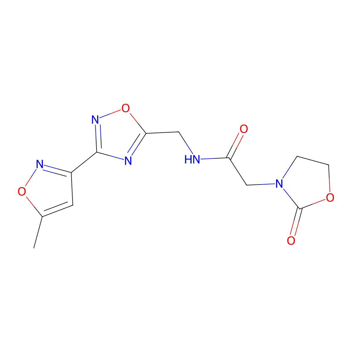 N-((3-(5-methylisoxazol-3-yl)-1,2,4-oxadiazol-5-yl)methyl)-2-(2-oxooxazolidin-3-yl)acetamide molecular structure, CAS 2034505-93-4
