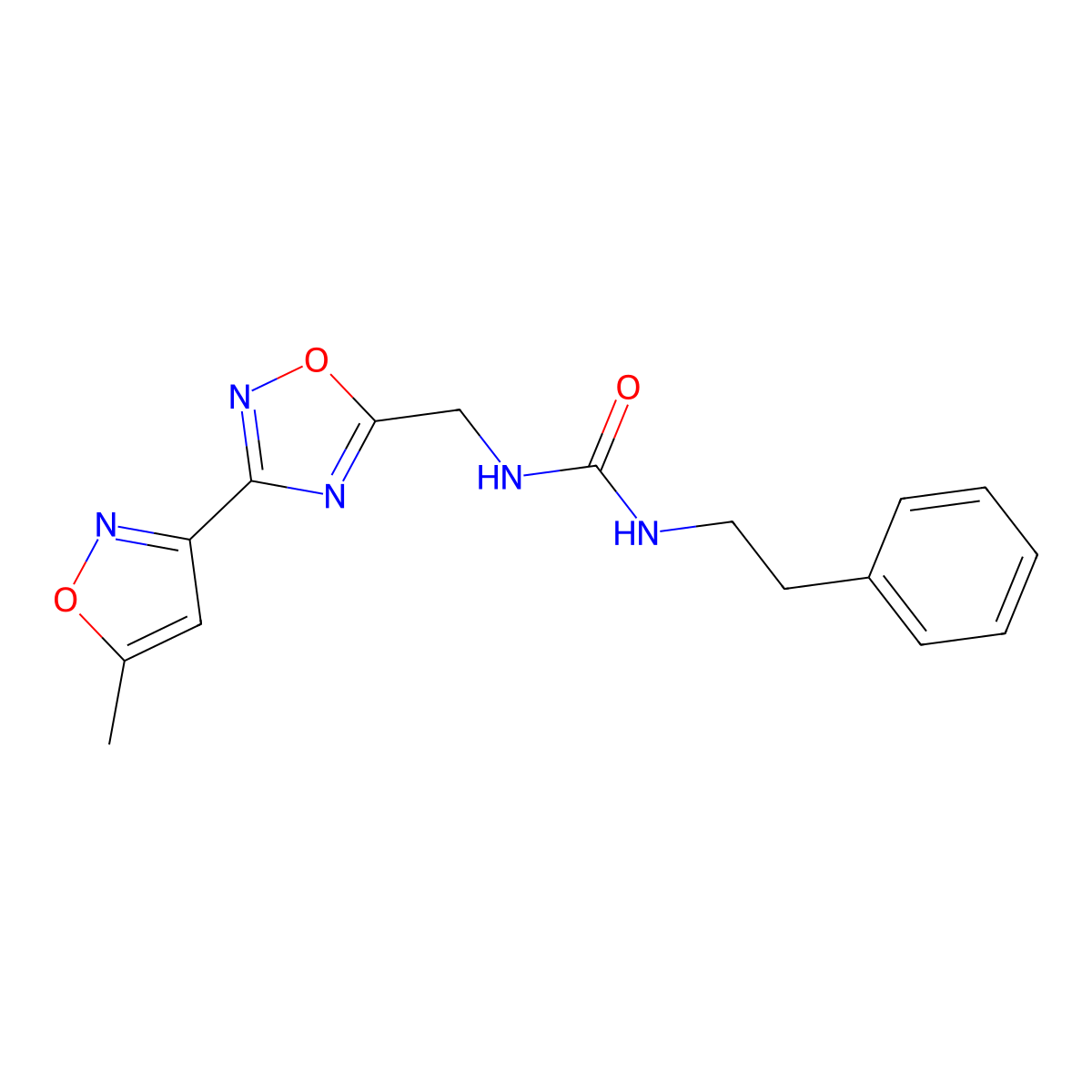 1-((3-(5-Methylisoxazol-3-yl)-1,2,4-oxadiazol-5-yl)methyl)-3-phenethylurea molecular structure, CAS 2034506-07-3