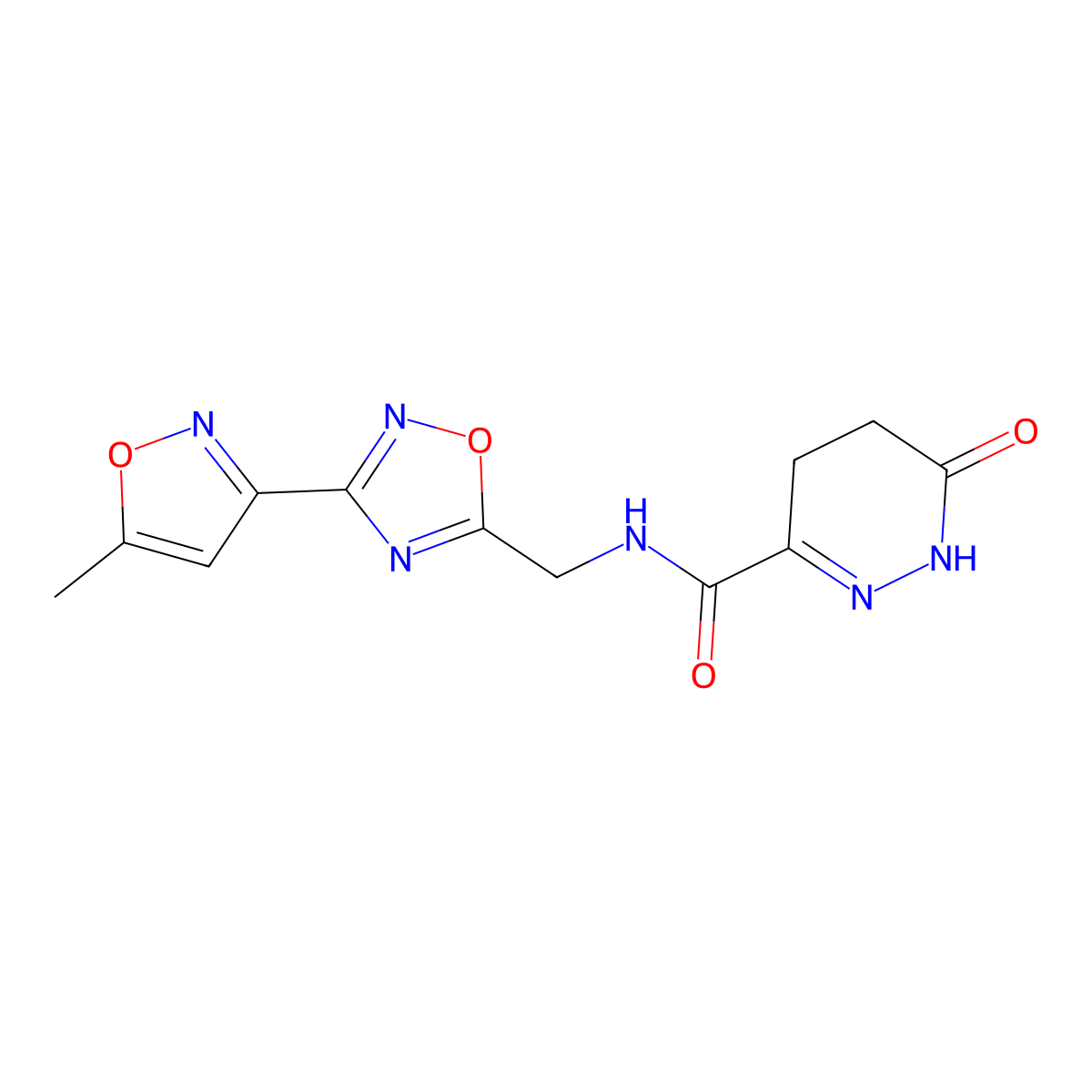 N-((3-(5-methylisoxazol-3-yl)-1,2,4-oxadiazol-5-yl)methyl)-6-oxo-1,4,5,6-tetrahydropyridazine-3-carboxamide molecular structure, CAS 2034506-13-1