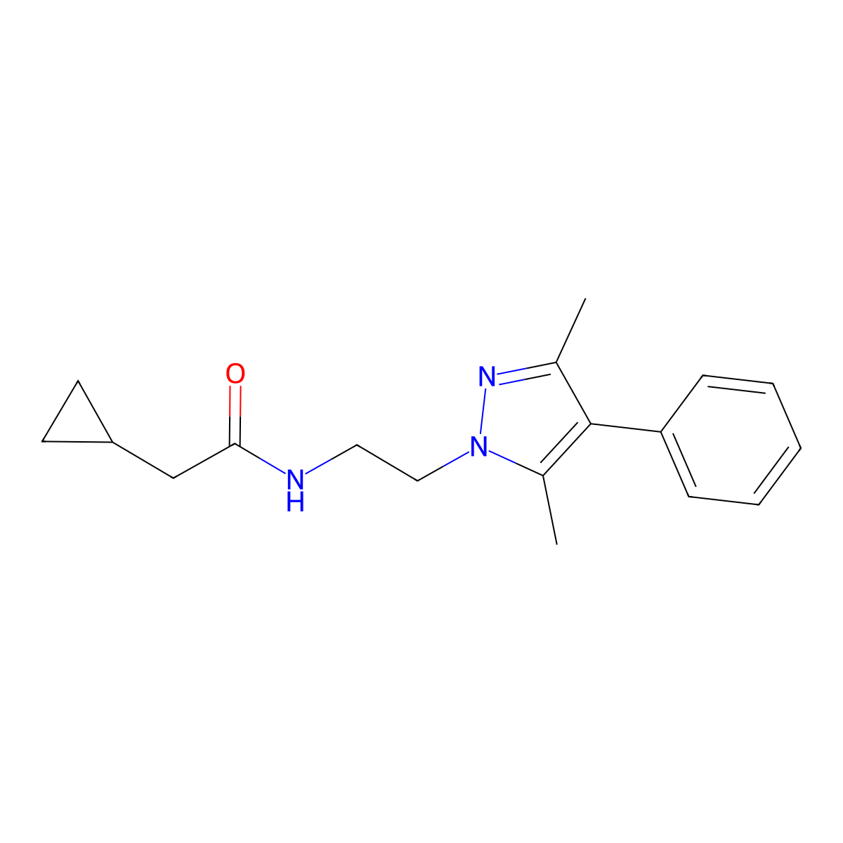 2-cyclopropyl-N-[2-(3,5-dimethyl-4-phenyl-1H-pyrazol-1-yl)ethyl]acetamide molecular structure, CAS 2034506-25-5