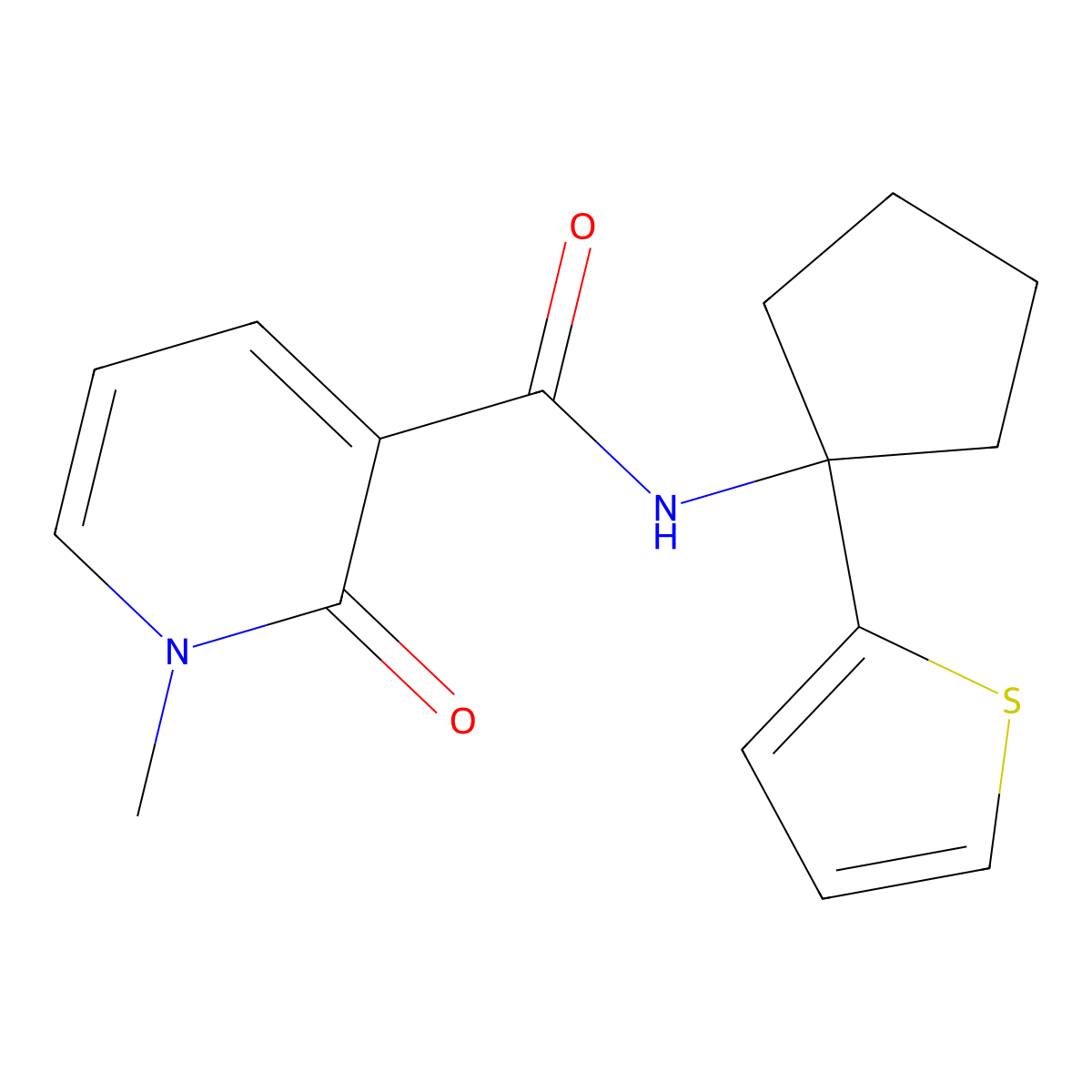 1-methyl-2-oxo-N-[1-(thiophen-2-yl)cyclopentyl]-1,2-dihydropyridine-3-carboxamide molecular structure, CAS 2034506-28-8