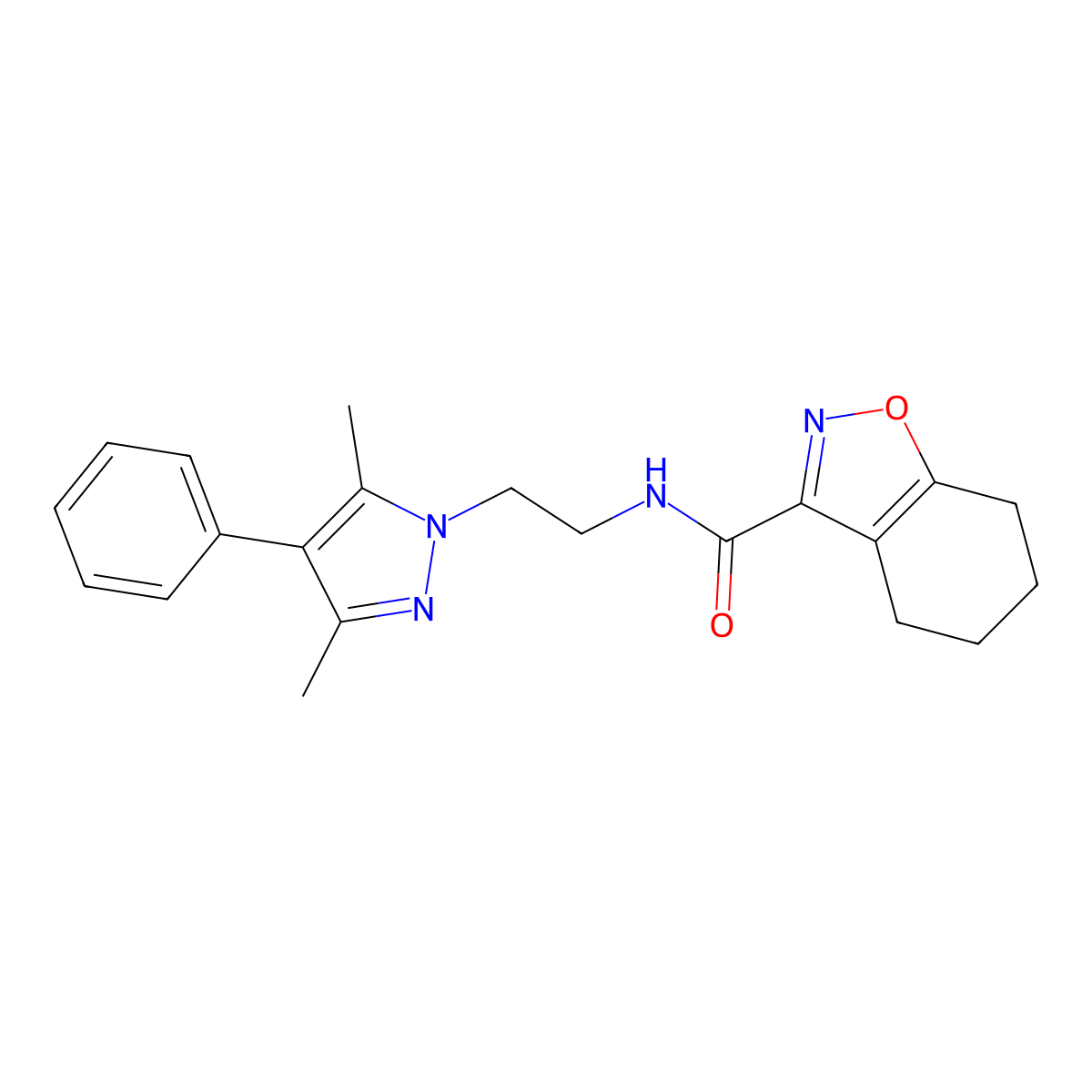 N-[2-(3,5-dimethyl-4-phenyl-1H-pyrazol-1-yl)ethyl]-4,5,6,7-tetrahydro-1,2-benzoxazole-3-carboxamide molecular structure, CAS 2034506-39-1