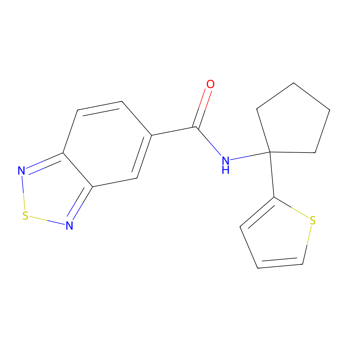 N-(1-(thiophen-2-yl)cyclopentyl)benzo[c][1,2,5]thiadiazole-5-carboxamide molecular structure, CAS 2034506-44-8