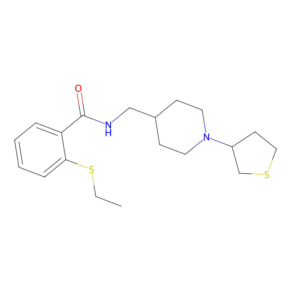 2-(ethylthio)-N-((1-(tetrahydrothiophen-3-yl)piperidin-4-yl)methyl)benzamide molecular structure, CAS 2034506-48-2