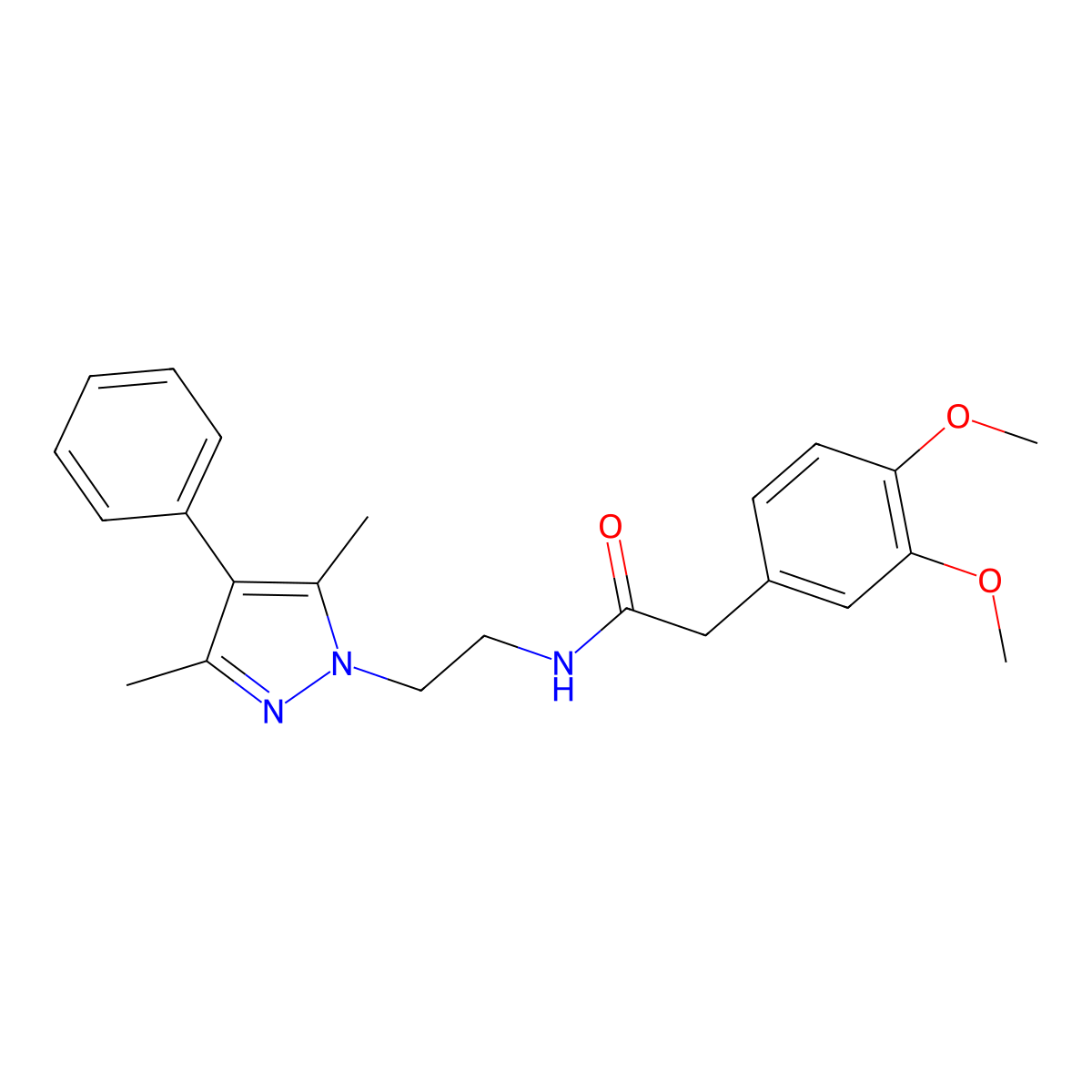 2-(3,4-dimethoxyphenyl)-N-[2-(3,5-dimethyl-4-phenyl-1H-pyrazol-1-yl)ethyl]acetamide molecular structure, CAS 2034506-51-7