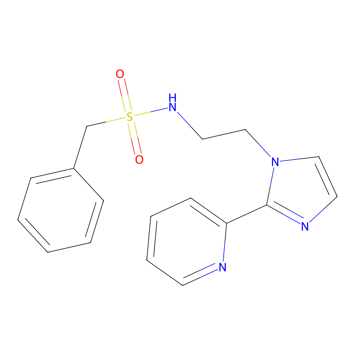 1-phenyl-N-(2-(2-(pyridin-2-yl)-1H-imidazol-1-yl)ethyl)methanesulfonamide molecular structure, CAS 2034506-58-4