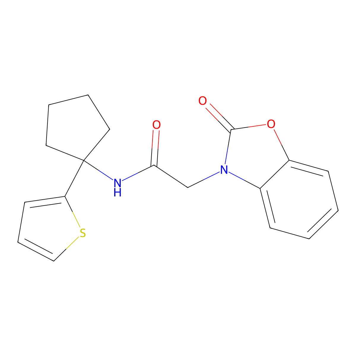 2-(2-oxobenzo[d]oxazol-3(2H)-yl)-N-(1-(thiophen-2-yl)cyclopentyl)acetamide molecular structure, CAS 2034506-59-5
