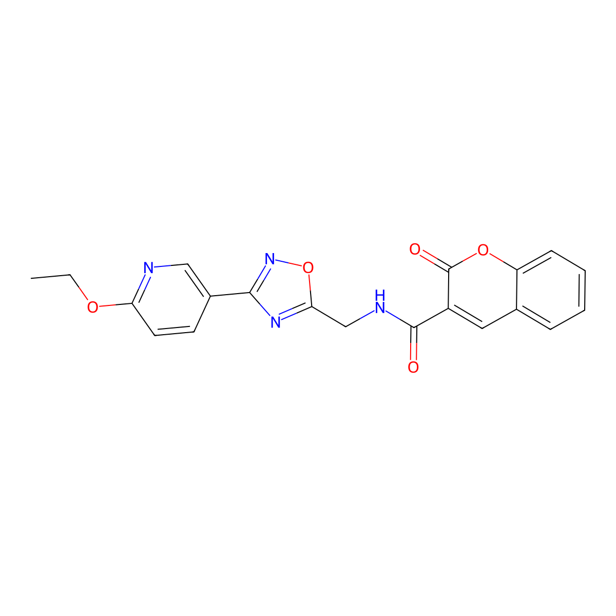 N-((3-(6-ethoxypyridin-3-yl)-1,2,4-oxadiazol-5-yl)methyl)-2-oxo-2H-chromene-3-carboxamide molecular structure, CAS 2034506-60-8