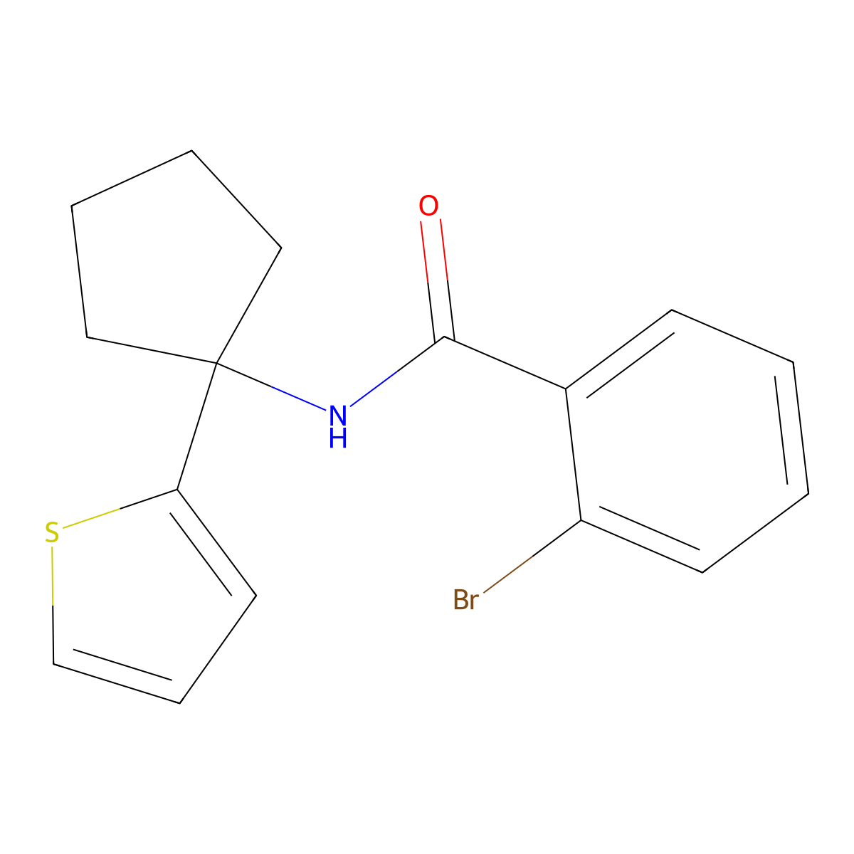 2-bromo-N-(1-(thiophen-2-yl)cyclopentyl)benzamide molecular structure, CAS 2034506-67-5