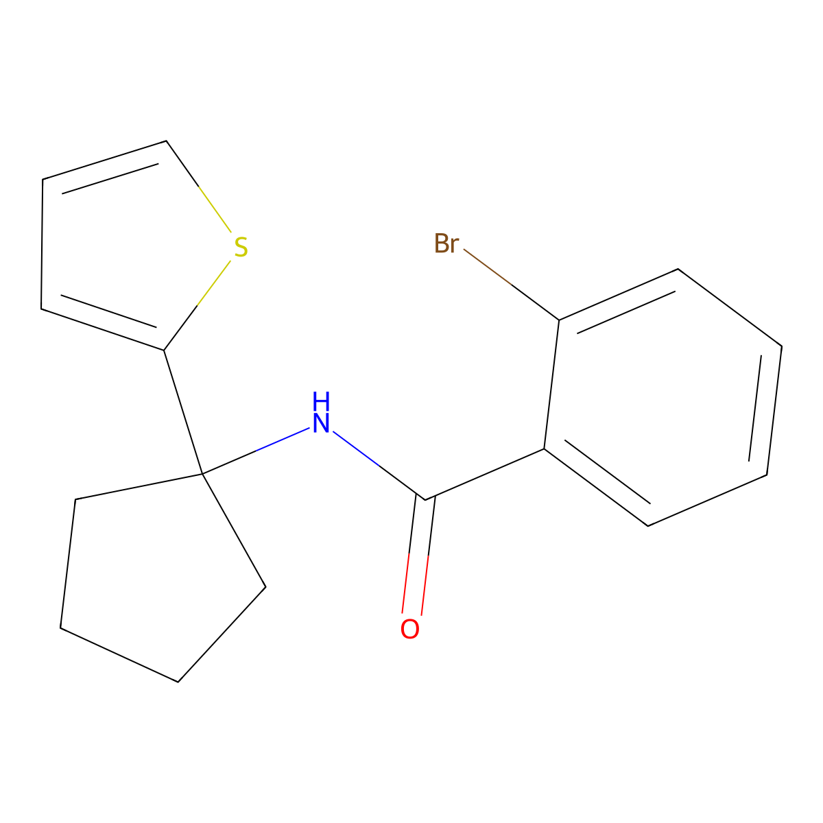 2-bromo-N-(1-(thiophen-2-yl)cyclopentyl)benzamide molecular structure, CAS 2034506-67-5