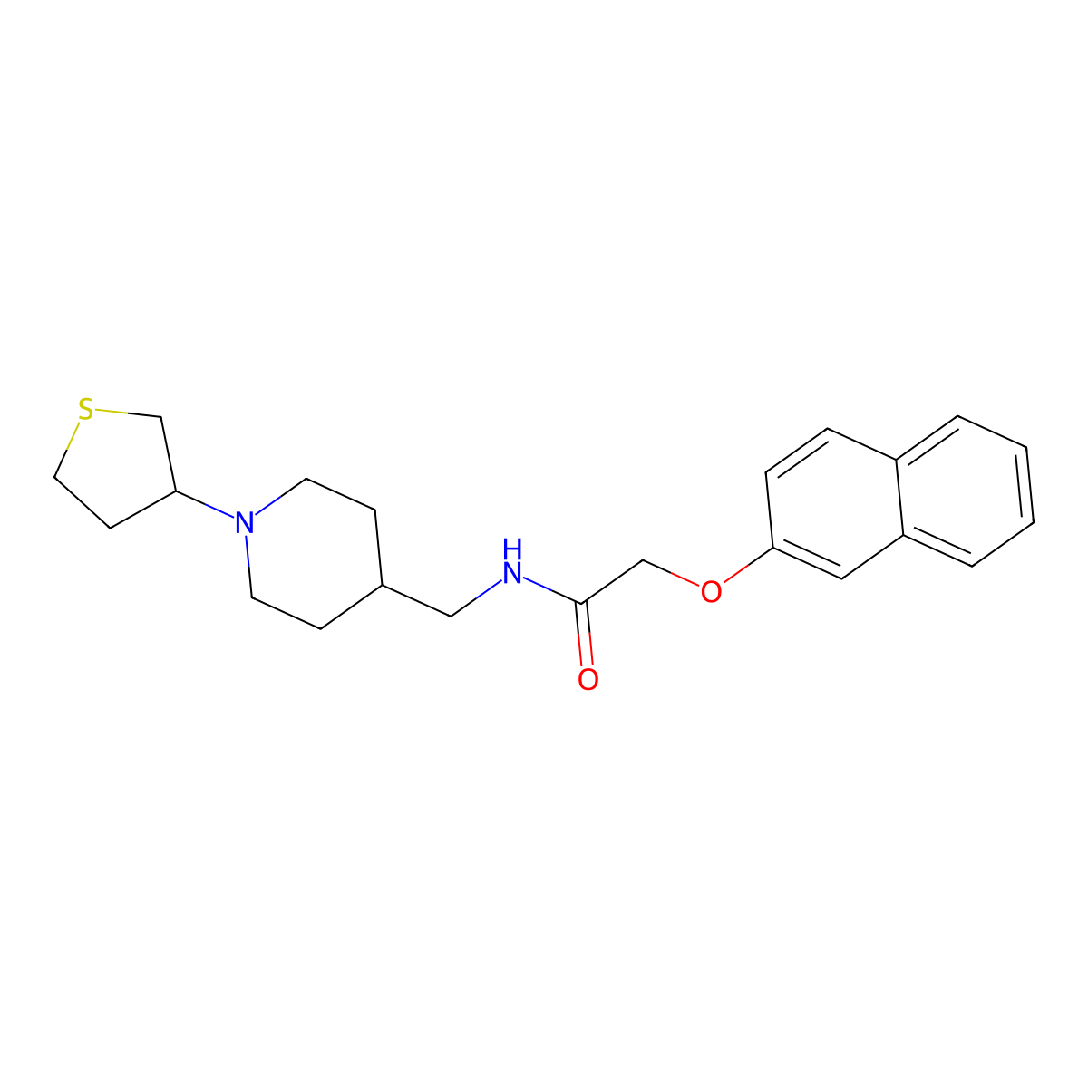 2-(naphthalen-2-yloxy)-N-((1-(tetrahydrothiophen-3-yl)piperidin-4-yl)methyl)acetamide molecular structure, CAS 2034506-71-1