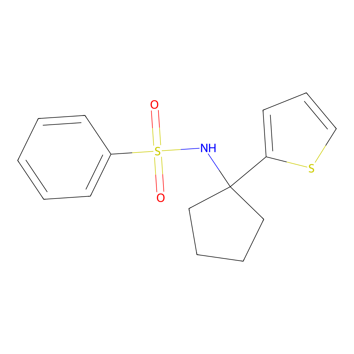 N-[1-(thiophen-2-yl)cyclopentyl]benzenesulfonamide molecular structure, CAS 2034506-74-4