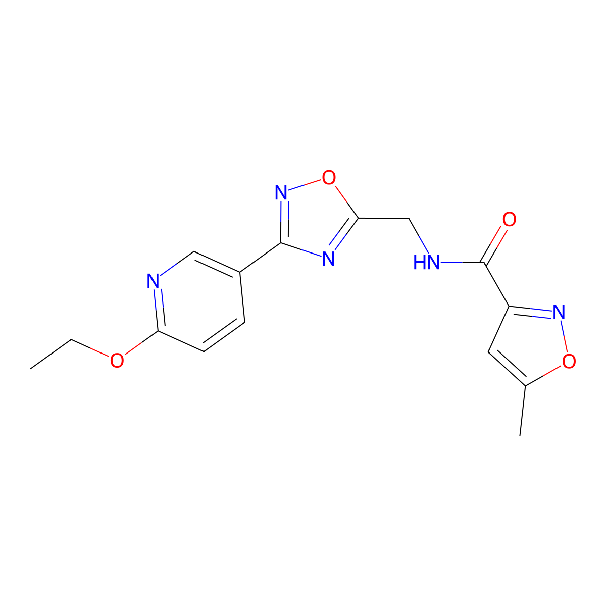 N-((3-(6-ethoxypyridin-3-yl)-1,2,4-oxadiazol-5-yl)methyl)-5-methylisoxazole-3-carboxamide molecular structure, CAS 2034506-80-2