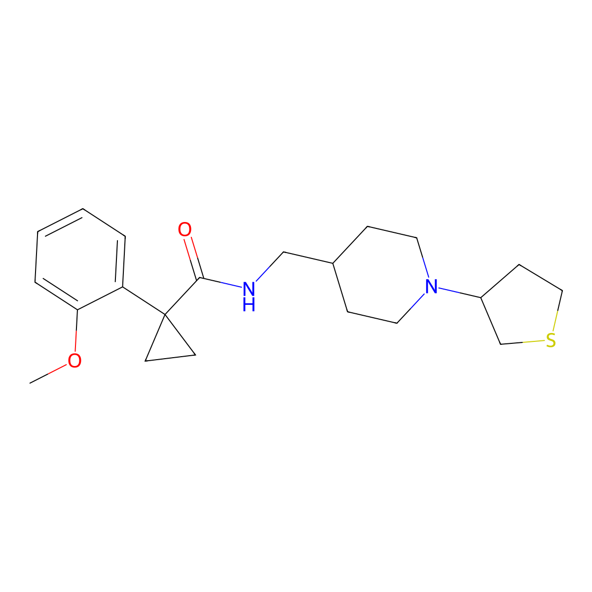 1-(2-methoxyphenyl)-N-((1-(tetrahydrothiophen-3-yl)piperidin-4-yl)methyl)cyclopropanecarboxamide molecular structure, CAS 2034506-85-7