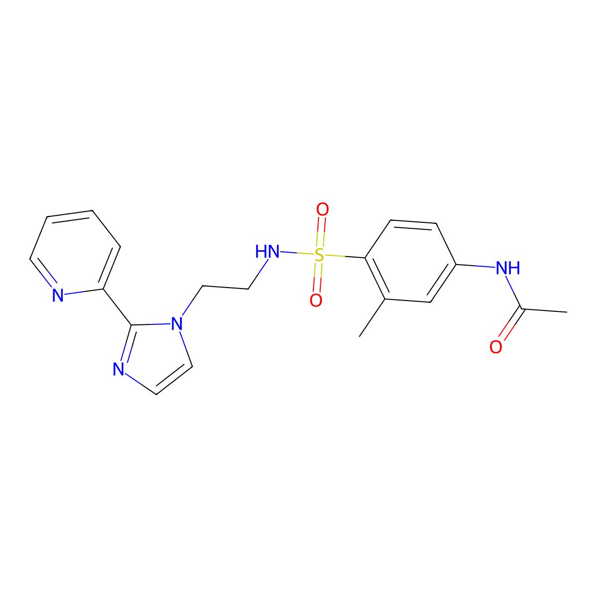 N-(3-methyl-4-(N-(2-(2-(pyridin-2-yl)-1H-imidazol-1-yl)ethyl)sulfamoyl)phenyl)acetamide molecular structure, CAS 2034506-86-8