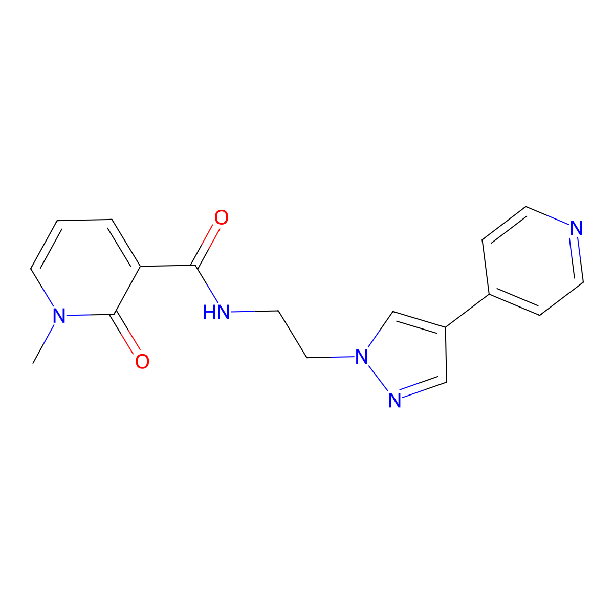 1-methyl-2-oxo-N-{2-[4-(pyridin-4-yl)-1H-pyrazol-1-yl]ethyl}-1,2-dihydropyridine-3-carboxamide molecular structure, CAS 2034506-87-9