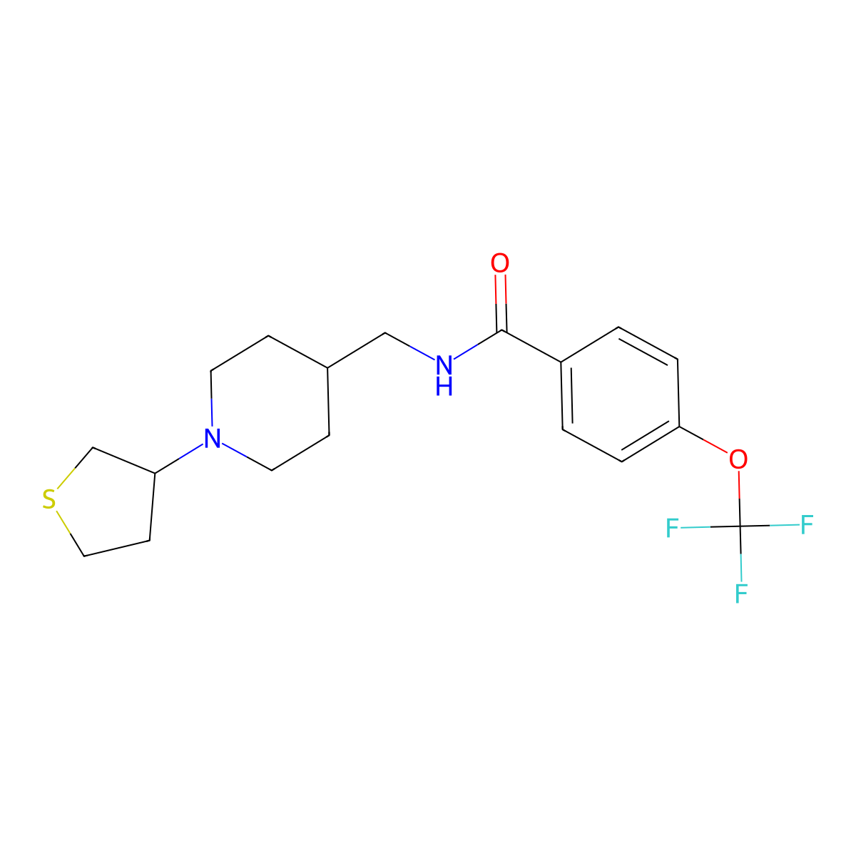 N-((1-(tetrahydrothiophen-3-yl)piperidin-4-yl)methyl)-4-(trifluoromethoxy)benzamide molecular structure, CAS 2034506-95-9