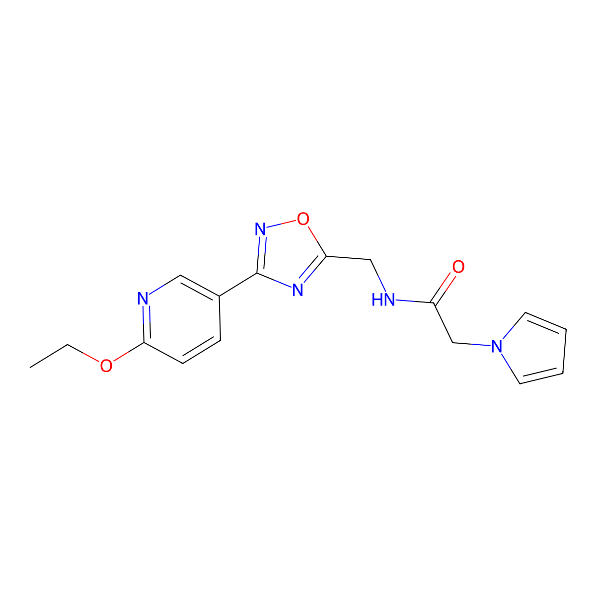 N-((3-(6-ethoxypyridin-3-yl)-1,2,4-oxadiazol-5-yl)methyl)-2-(1H-pyrrol-1-yl)acetamide molecular structure, CAS 2034506-98-2