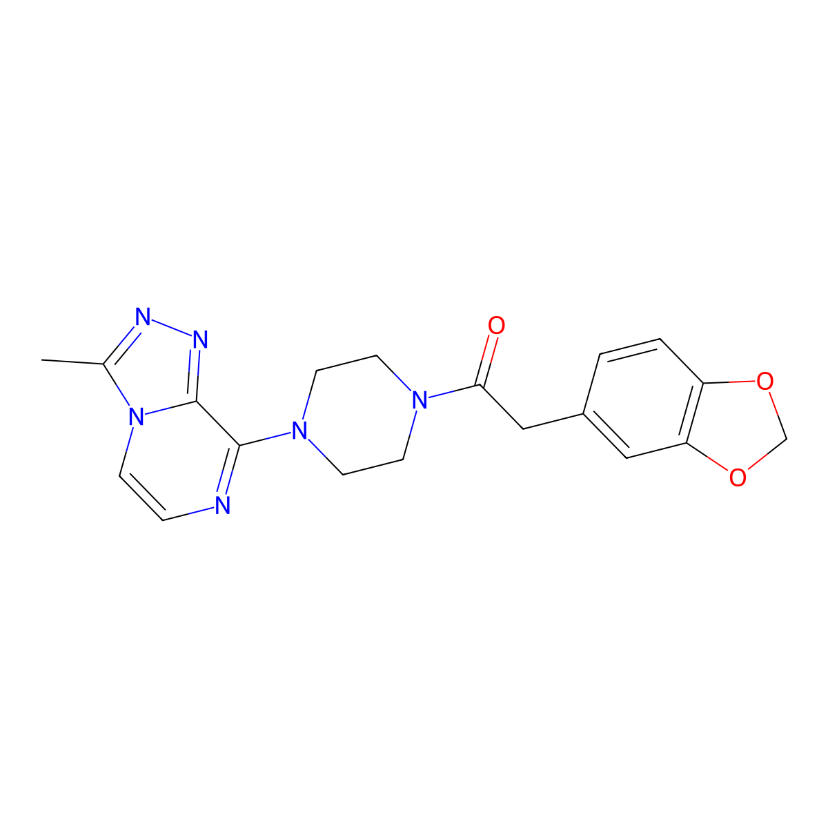 2-(Benzo[d][1,3]dioxol-5-yl)-1-(4-(3-methyl-[1,2,4]triazolo[4,3-a]pyrazin-8-yl)piperazin-1-yl)ethanone molecular structure, CAS 2034507-07-6