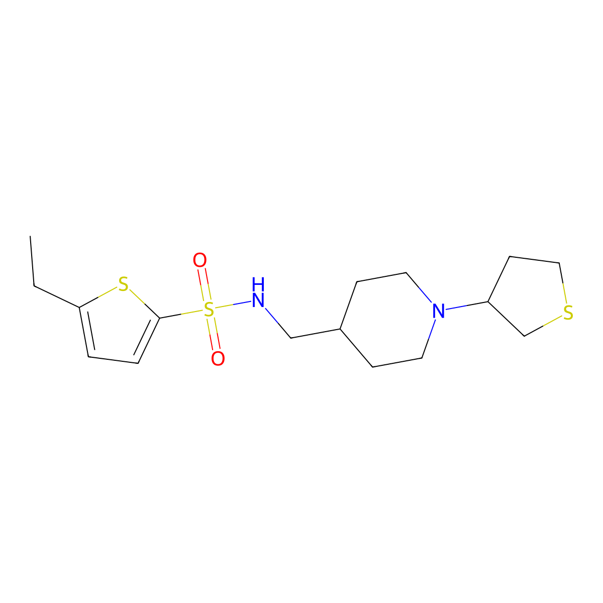 5-ethyl-N-((1-(tetrahydrothiophen-3-yl)piperidin-4-yl)methyl)thiophene-2-sulfonamide molecular structure, CAS 2034507-13-4