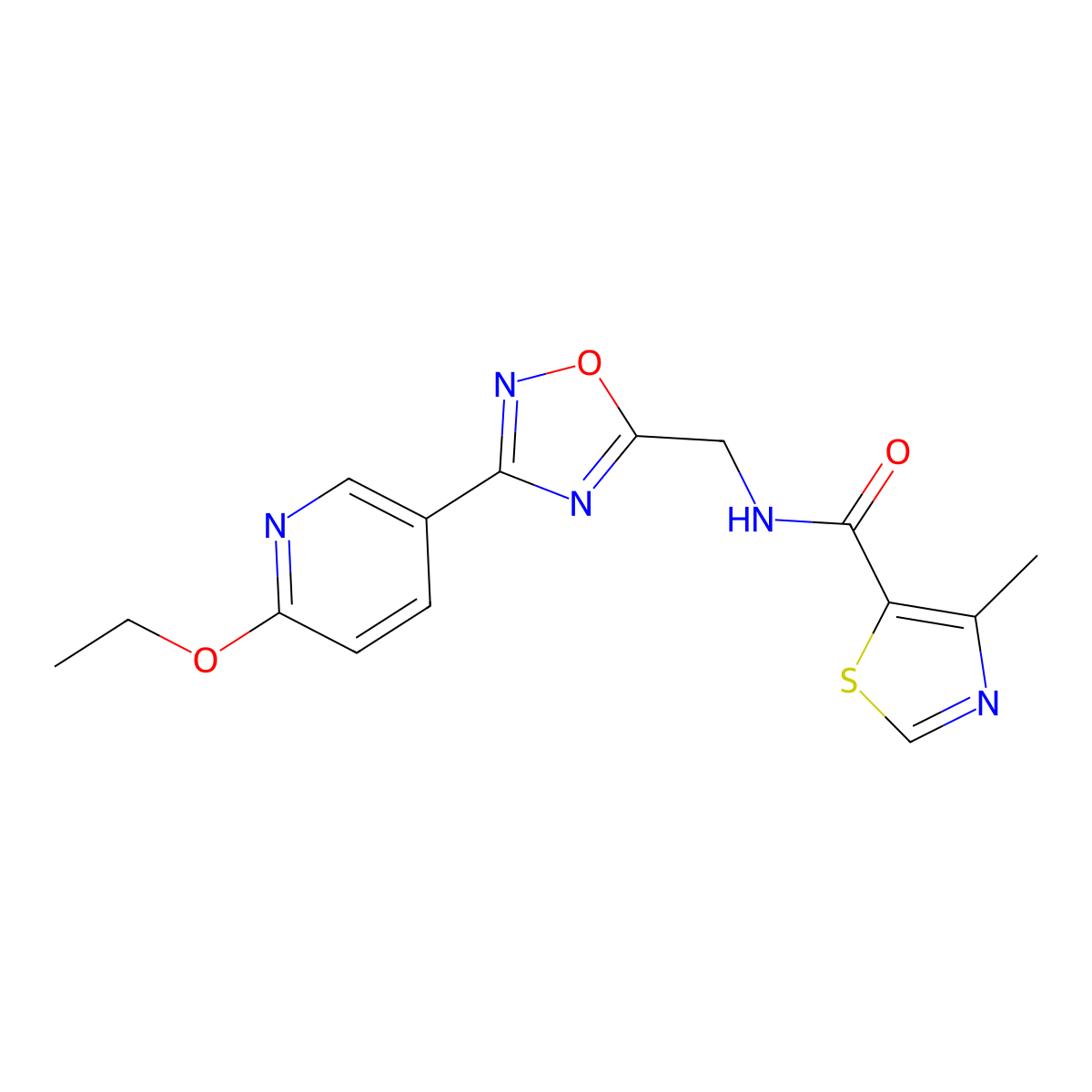 N-((3-(6-ethoxypyridin-3-yl)-1,2,4-oxadiazol-5-yl)methyl)-4-methylthiazole-5-carboxamide molecular structure, CAS 2034507-16-7