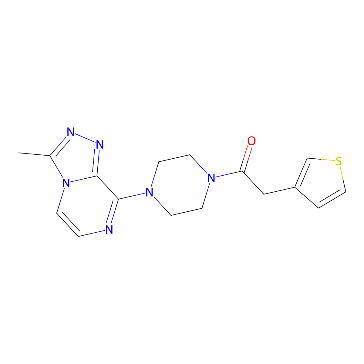 1-(4-(3-Methyl-[1,2,4]triazolo[4,3-a]pyrazin-8-yl)piperazin-1-yl)-2-(thiophen-3-yl)ethanone molecular structure, CAS 2034507-18-9