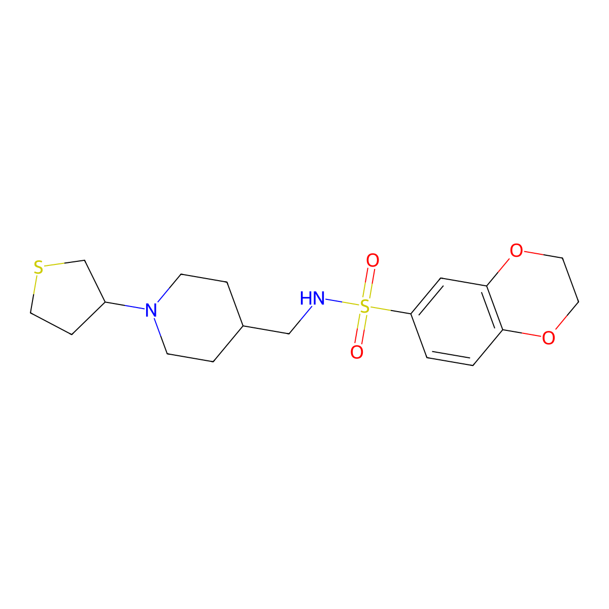 N-((1-(tetrahydrothiophen-3-yl)piperidin-4-yl)methyl)-2,3-dihydrobenzo[b][1,4]dioxine-6-sulfonamide molecular structure, CAS 2034507-21-4