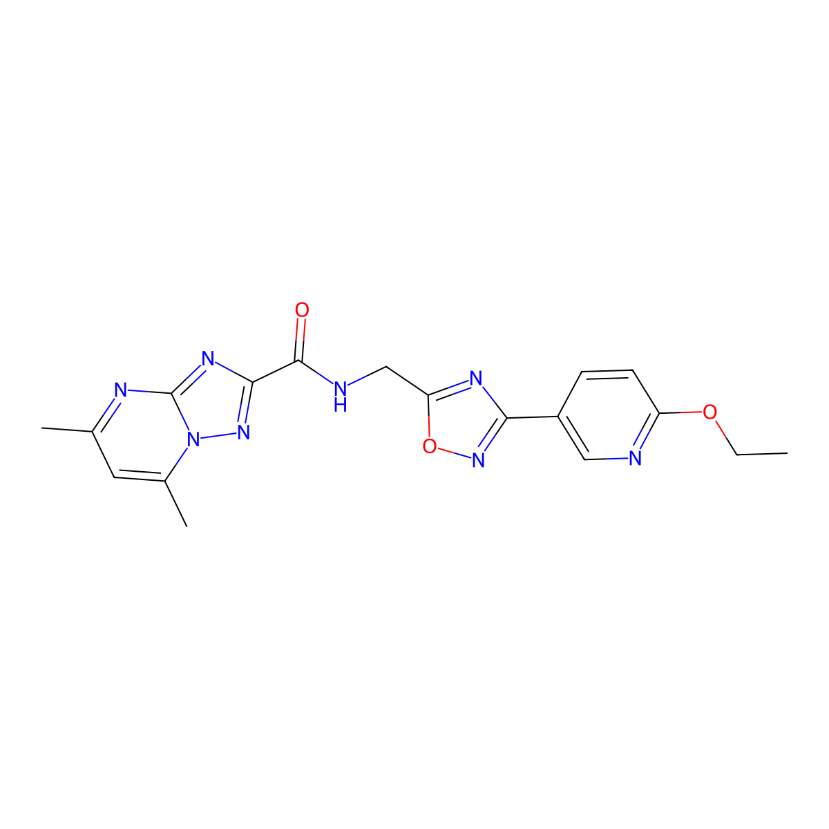 N-((3-(6-ethoxypyridin-3-yl)-1,2,4-oxadiazol-5-yl)methyl)-5,7-dimethyl-[1,2,4]triazolo[1,5-a]pyrimidine-2-carboxamide molecular structure, CAS 2034507-22-5
