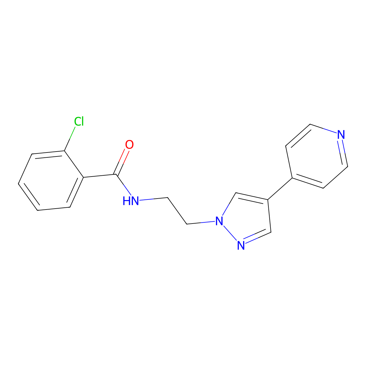 2-chloro-N-{2-[4-(pyridin-4-yl)-1H-pyrazol-1-yl]ethyl}benzamide molecular structure, CAS 2034507-25-8