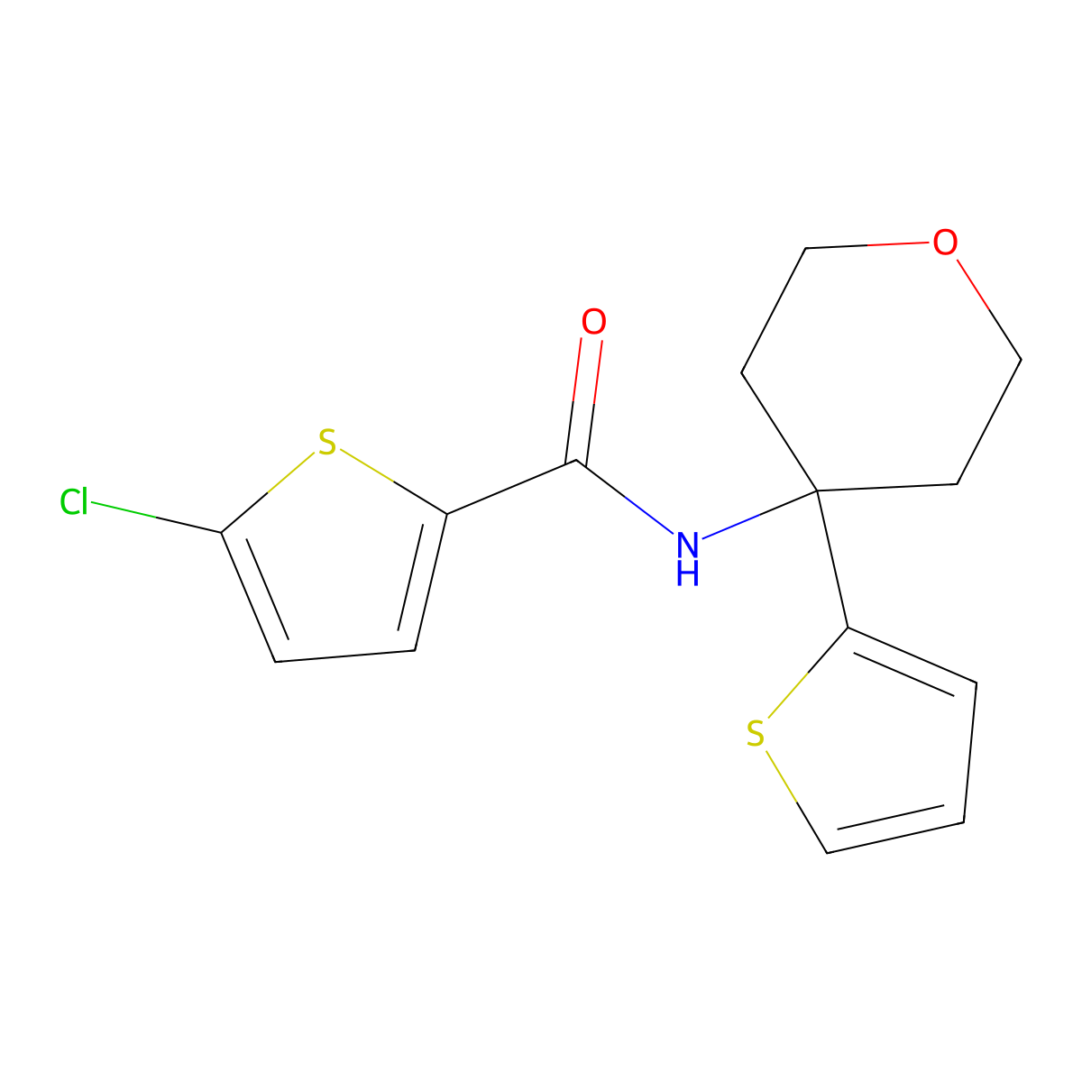 5-chloro-N-(4-(thiophen-2-yl)tetrahydro-2H-pyran-4-yl)thiophene-2-carboxamide molecular structure, CAS 2034507-33-8