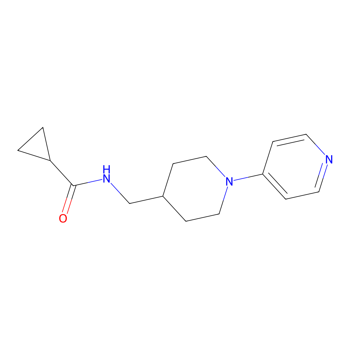 N-((1-(pyridin-4-yl)piperidin-4-yl)methyl)cyclopropanecarboxamide molecular structure, CAS 2034507-39-4