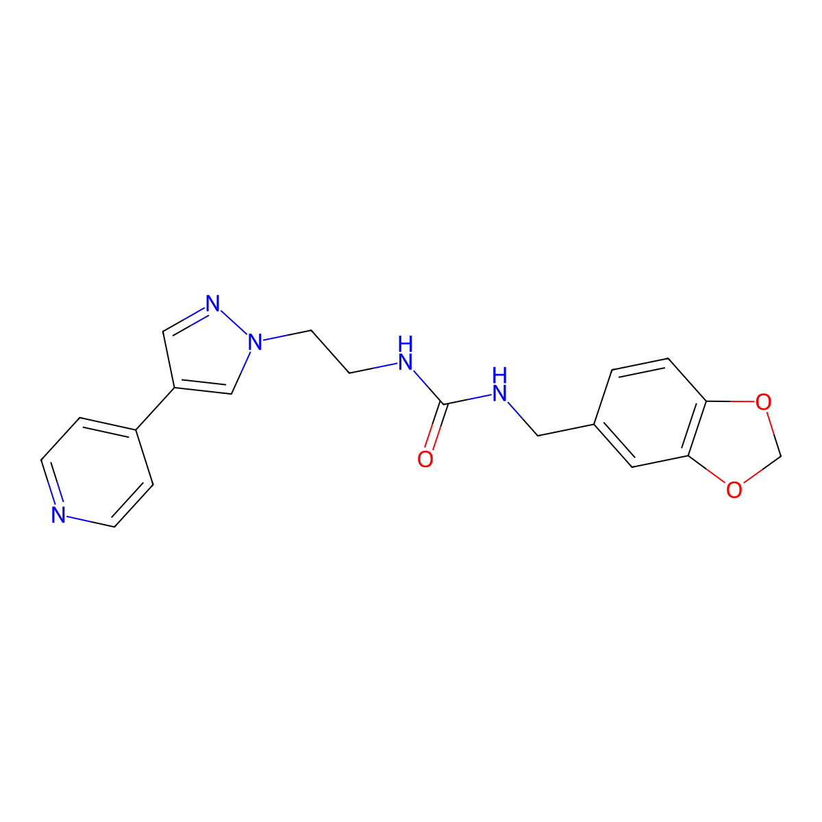 1-[(2H-1,3-benzodioxol-5-yl)methyl]-3-{2-[4-(pyridin-4-yl)-1H-pyrazol-1-yl]ethyl}urea molecular structure, CAS 2034507-40-7