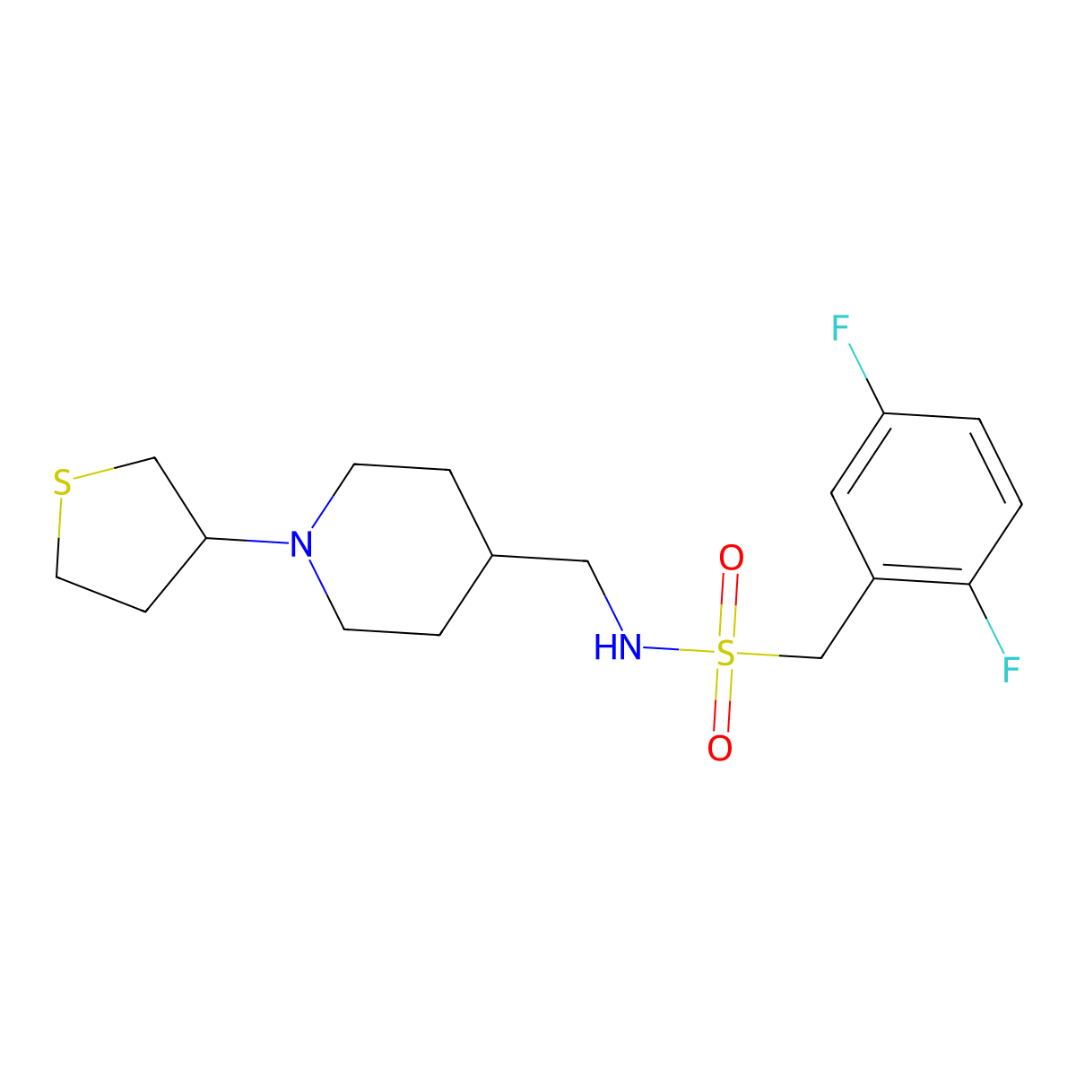 1-(2,5-difluorophenyl)-N-((1-(tetrahydrothiophen-3-yl)piperidin-4-yl)methyl)methanesulfonamide molecular structure, CAS 2034507-45-2