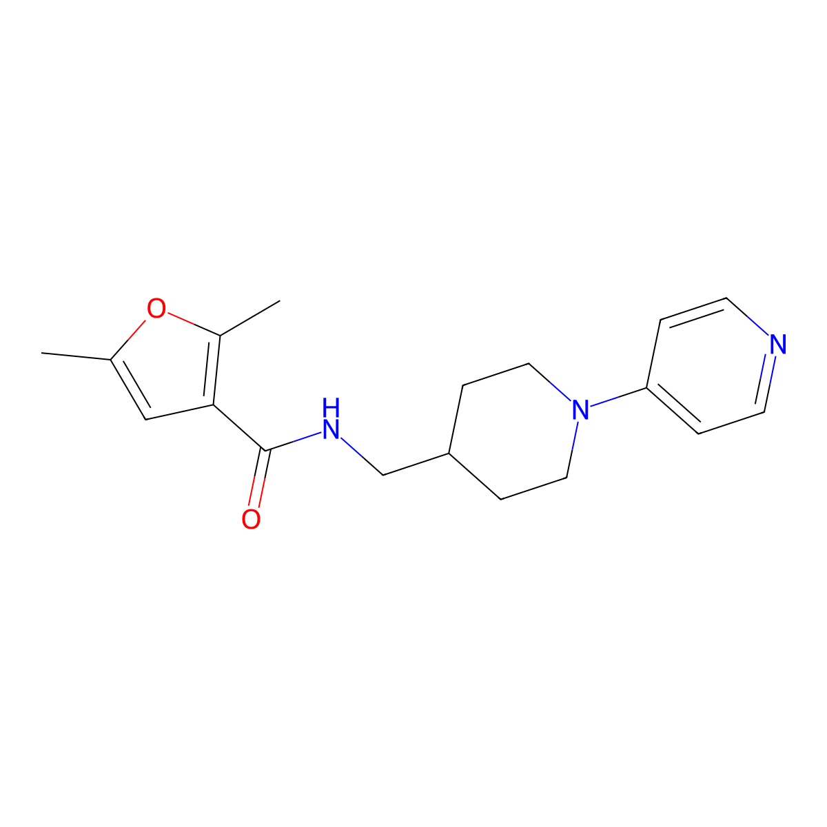 2,5-dimethyl-N-{[1-(pyridin-4-yl)piperidin-4-yl]methyl}furan-3-carboxamide molecular structure, CAS 2034507-59-8