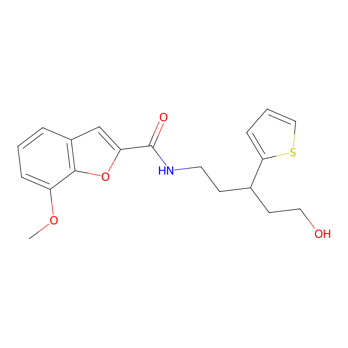N-(5-hydroxy-3-(thiophen-2-yl)pentyl)-7-methoxybenzofuran-2-carboxamide molecular structure, CAS 2034507-61-2