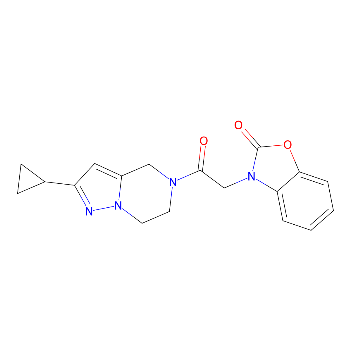 3-(2-(2-cyclopropyl-6,7-dihydropyrazolo[1,5-a]pyrazin-5(4H)-yl)-2-oxoethyl)benzo[d]oxazol-2(3H)-one molecular structure, CAS 2034507-62-3