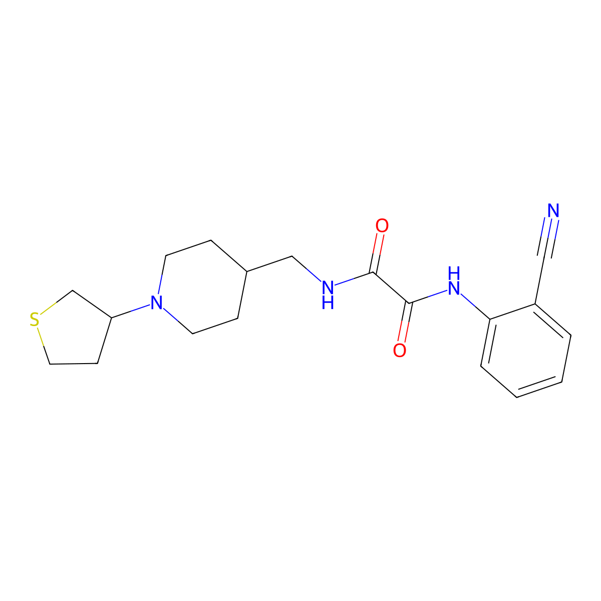 N1-(2-cyanophenyl)-N2-((1-(tetrahydrothiophen-3-yl)piperidin-4-yl)methyl)oxalamide molecular structure, CAS 2034507-70-3