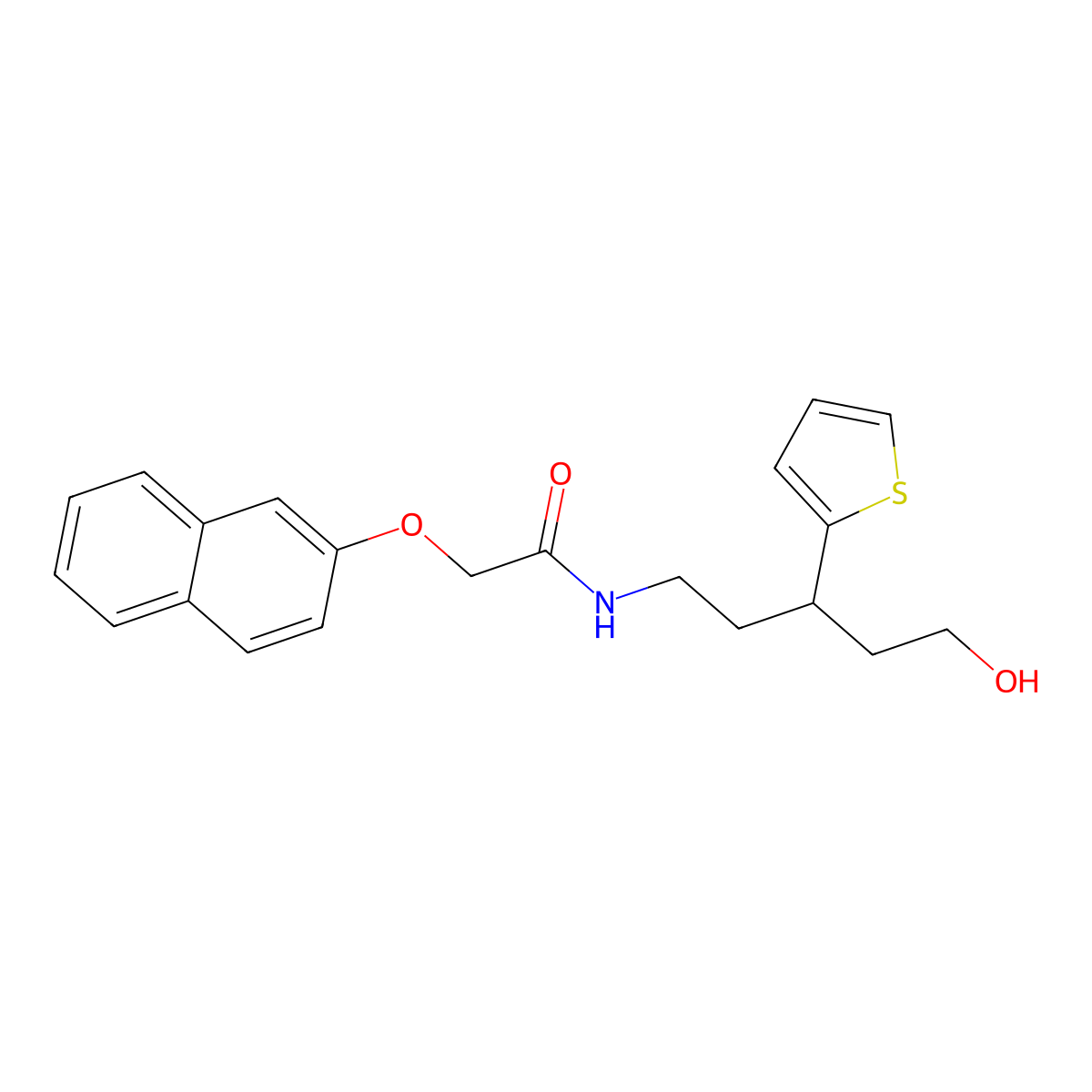 N-[5-hydroxy-3-(thiophen-2-yl)pentyl]-2-(naphthalen-2-yloxy)acetamide molecular structure, CAS 2034507-74-7