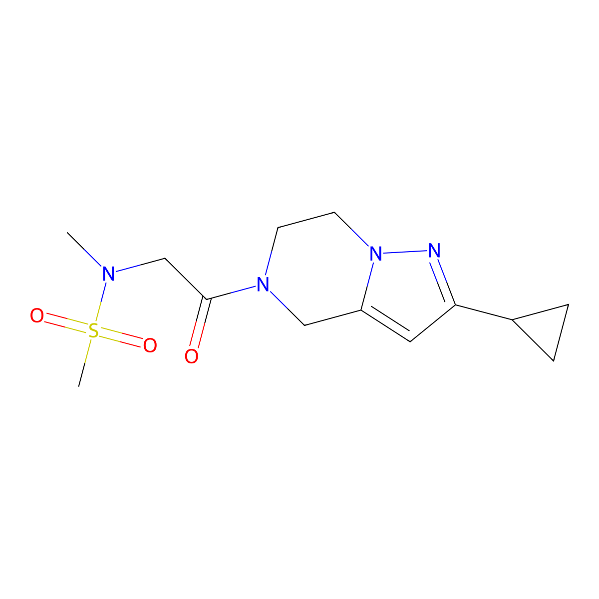 N-(2-(2-cyclopropyl-6,7-dihydropyrazolo[1,5-a]pyrazin-5(4H)-yl)-2-oxoethyl)-N-methylmethanesulfonamide molecular structure, CAS 2034507-75-8