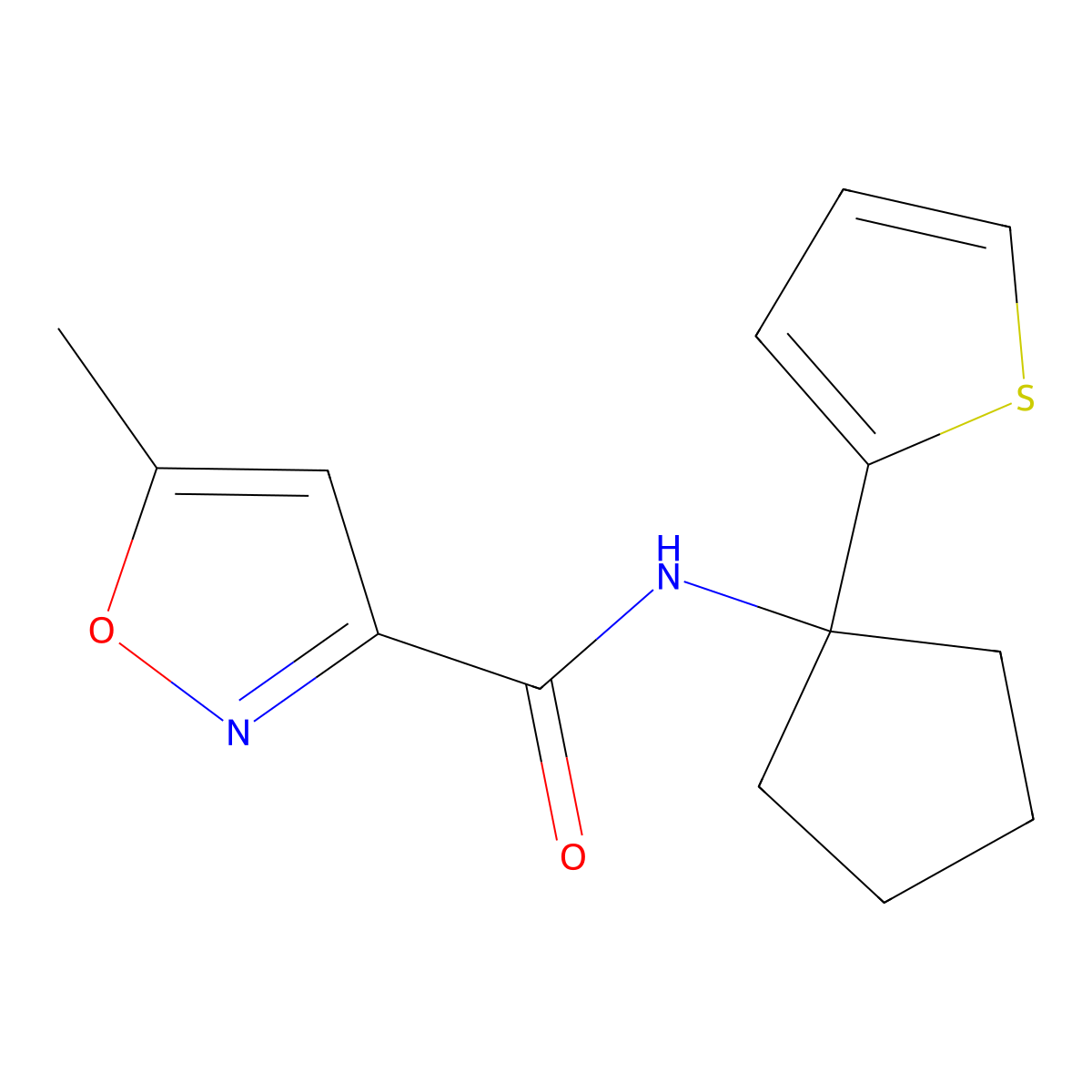 5-methyl-N-(1-(thiophen-2-yl)cyclopentyl)isoxazole-3-carboxamide molecular structure, CAS 2034507-80-5