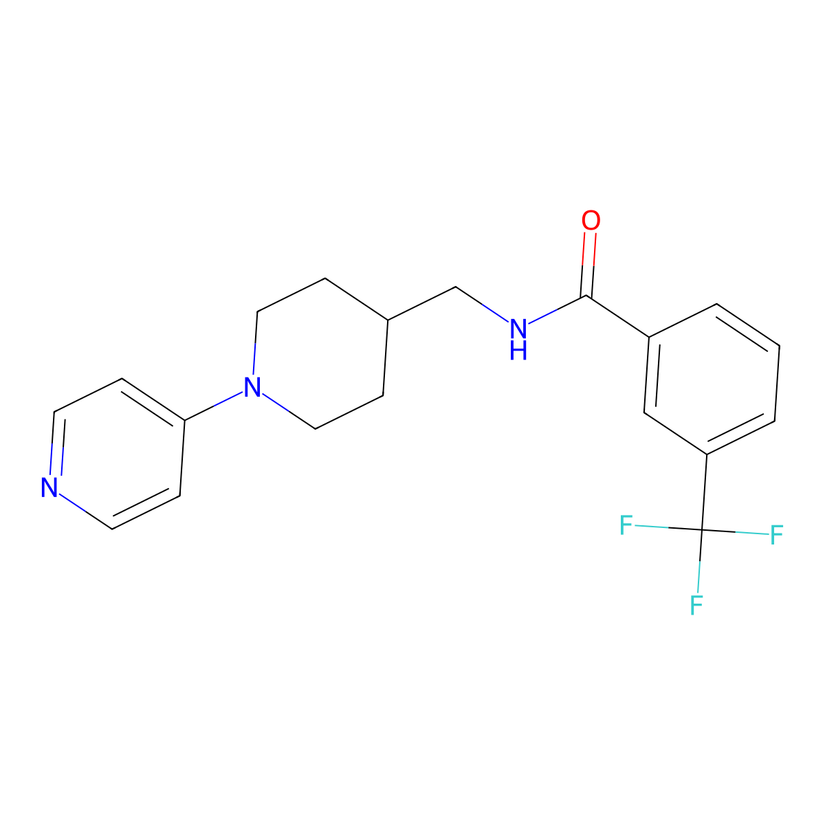 N-{[1-(pyridin-4-yl)piperidin-4-yl]methyl}-3-(trifluoromethyl)benzamide molecular structure, CAS 2034507-87-2
