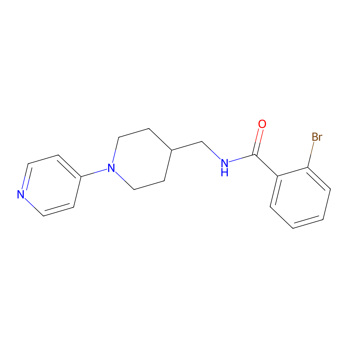2-bromo-N-((1-(pyridin-4-yl)piperidin-4-yl)methyl)benzamide molecular structure, CAS 2034508-02-4