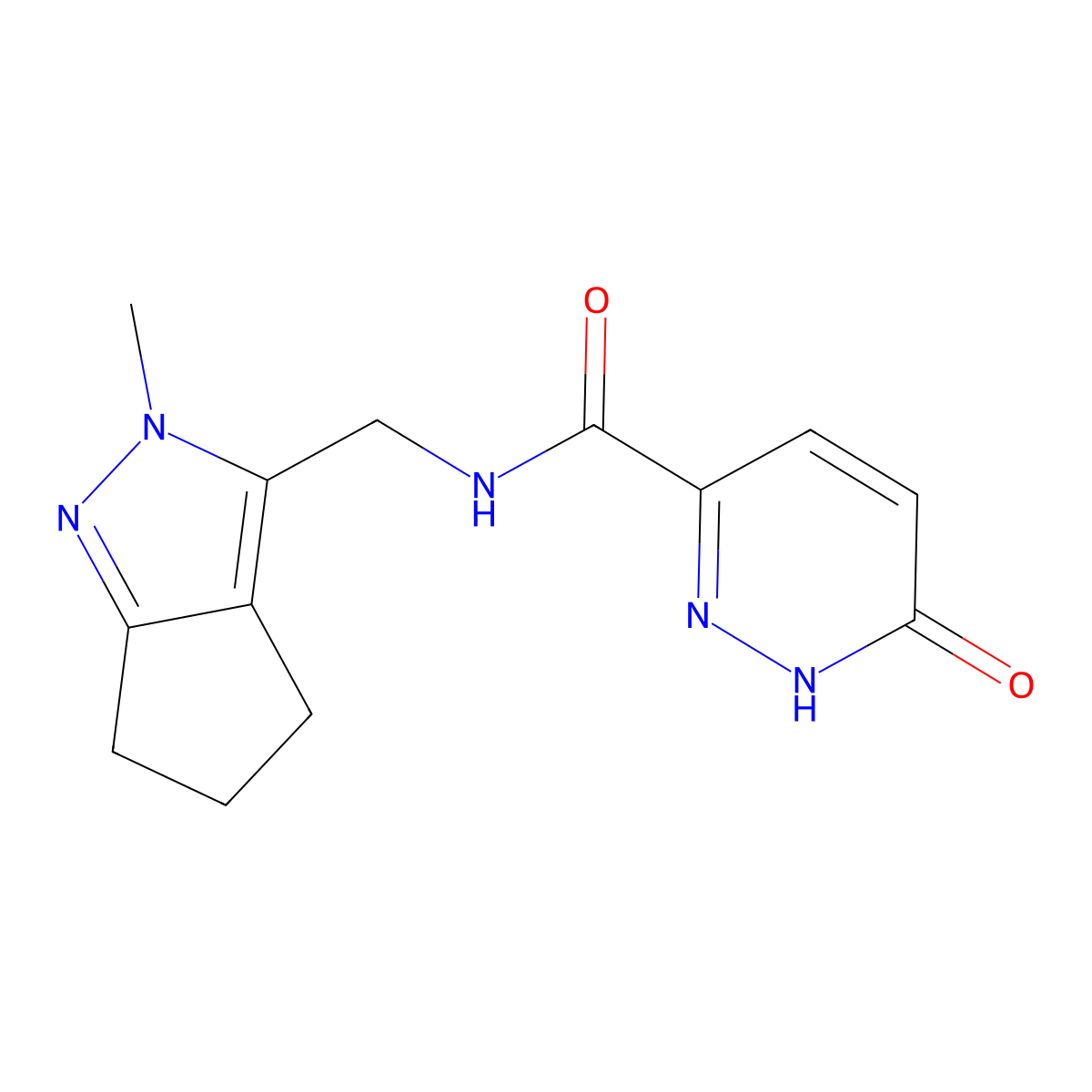 N-((2-methyl-2,4,5,6-tetrahydrocyclopenta[c]pyrazol-3-yl)methyl)-6-oxo-1,6-dihydropyridazine-3-carboxamide molecular structure, CAS 2034508-04-6