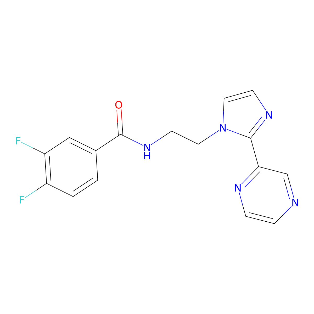 3,4-difluoro-N-{2-[2-(pyrazin-2-yl)-1H-imidazol-1-yl]ethyl}benzamide molecular structure, CAS 2034508-16-0