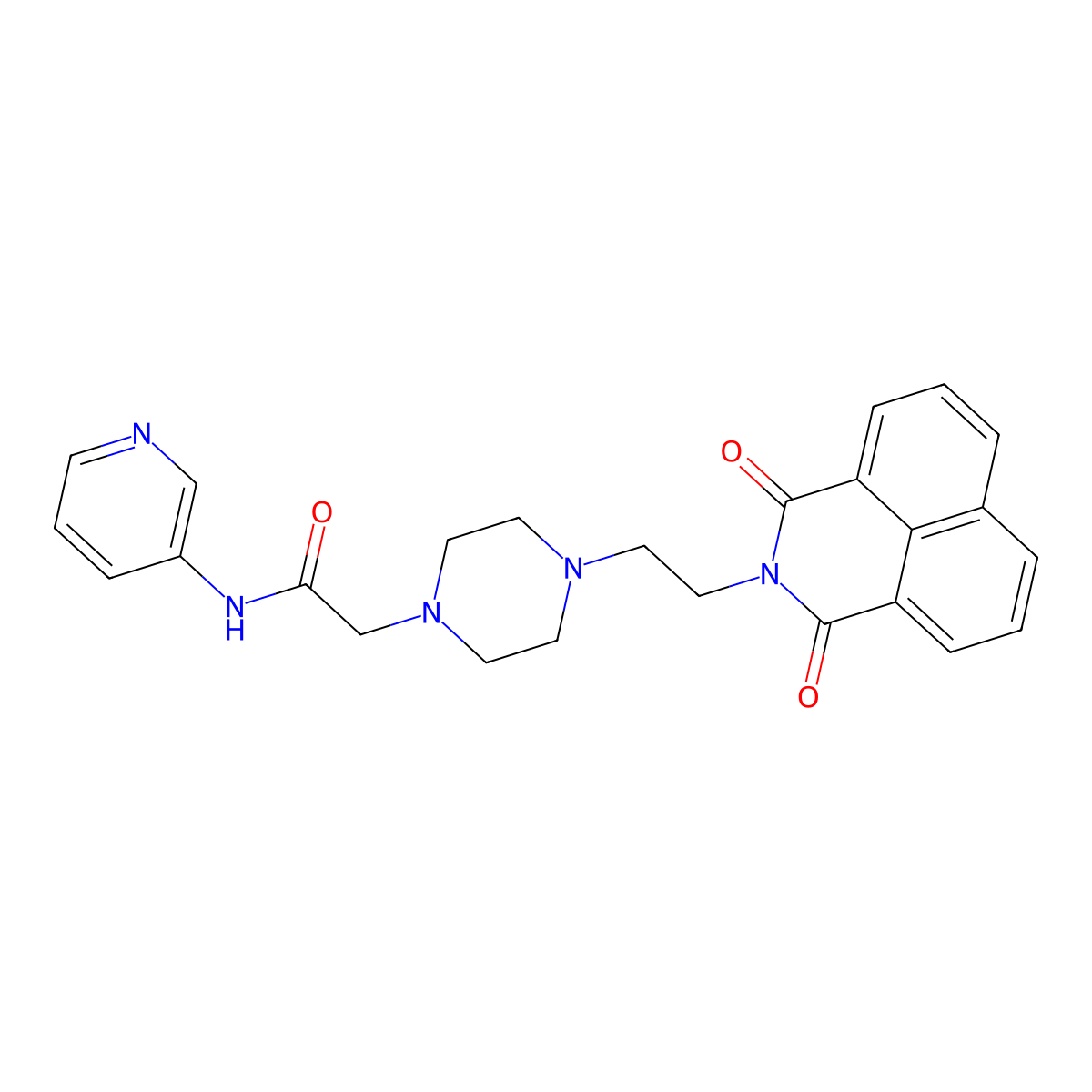 2-(4-(2-(1,3-dioxo-1H-benzo[de]isoquinolin-2(3H)-yl)ethyl)piperazin-1-yl)-N-(pyridin-3-yl)acetamide molecular structure, CAS 2034508-23-9