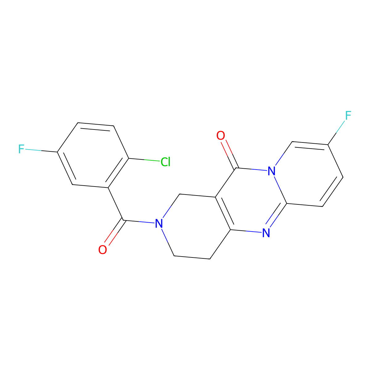 2-(2-chloro-5-fluorobenzoyl)-8-fluoro-3,4-dihydro-1H-dipyrido[1,2-a:4',3'-d]pyrimidin-11(2H)-one molecular structure, CAS 2034508-30-8