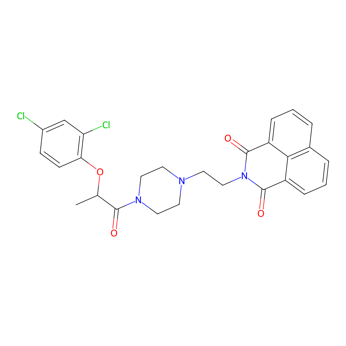2-(2-(4-(2-(2,4-dichlorophenoxy)propanoyl)piperazin-1-yl)ethyl)-1H-benzo[de]isoquinoline-1,3(2H)-dione molecular structure, CAS 2034508-32-0
