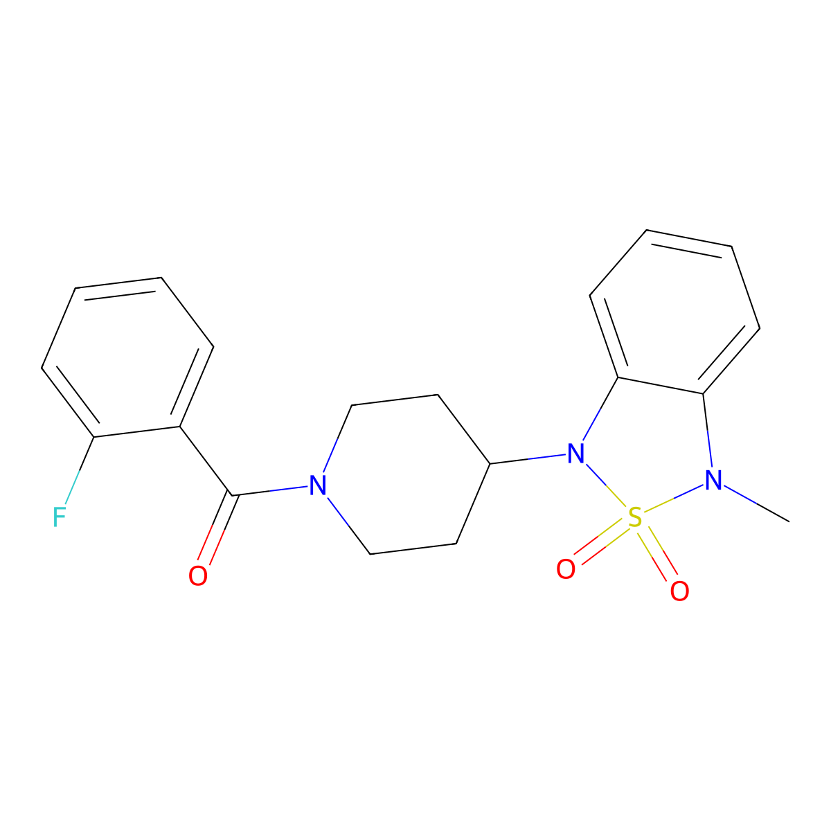 (2-fluorophenyl)(4-(3-methyl-2,2-dioxidobenzo[c][1,2,5]thiadiazol-1(3H)-yl)piperidin-1-yl)methanone molecular structure, CAS 2034508-36-4