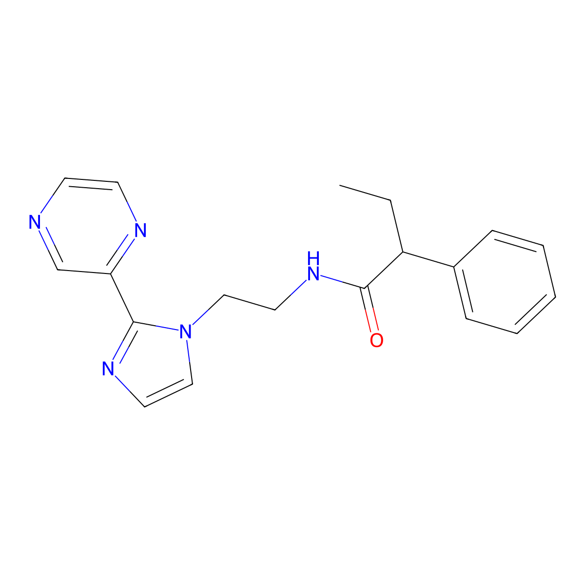 2-phenyl-N-{2-[2-(pyrazin-2-yl)-1H-imidazol-1-yl]ethyl}butanamide molecular structure, CAS 2034508-39-7